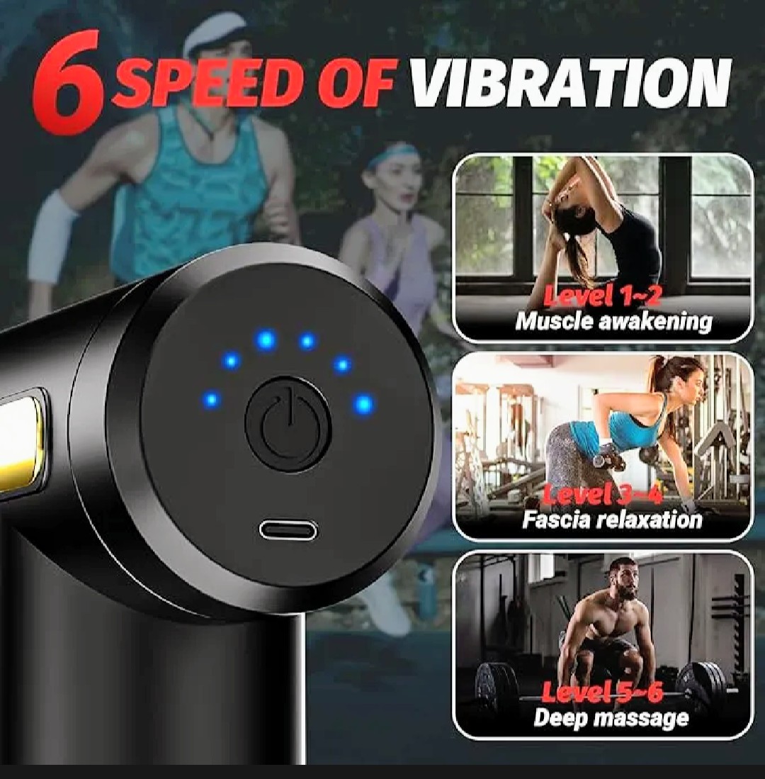 Powerful Deep Tissue Massage Gun – Multiple Attachments & Adjustable Speed - Rechargeable - Image 2