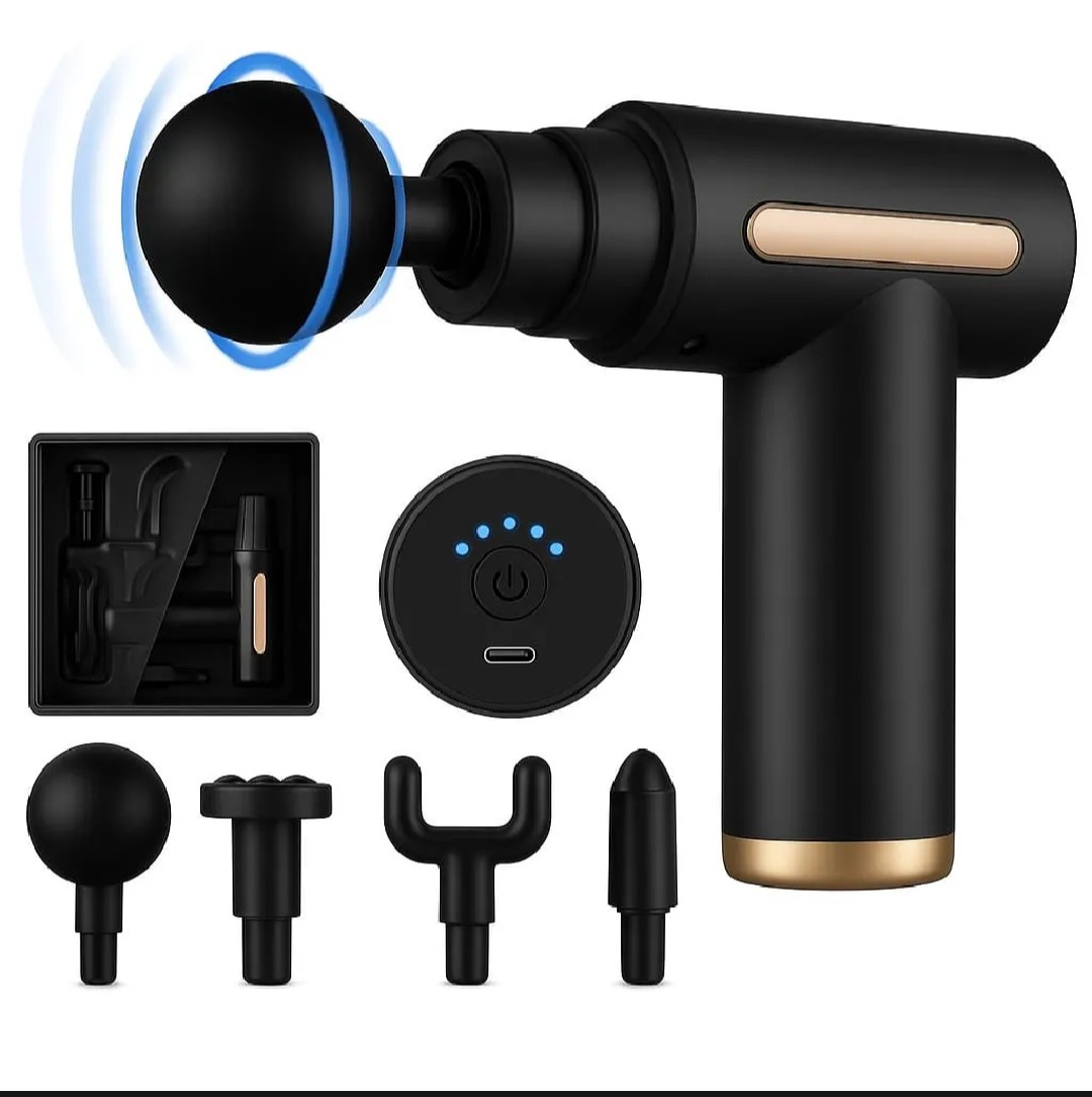 Powerful Deep Tissue Massage Gun – Multiple Attachments & Adjustable Speed - Rechargeable