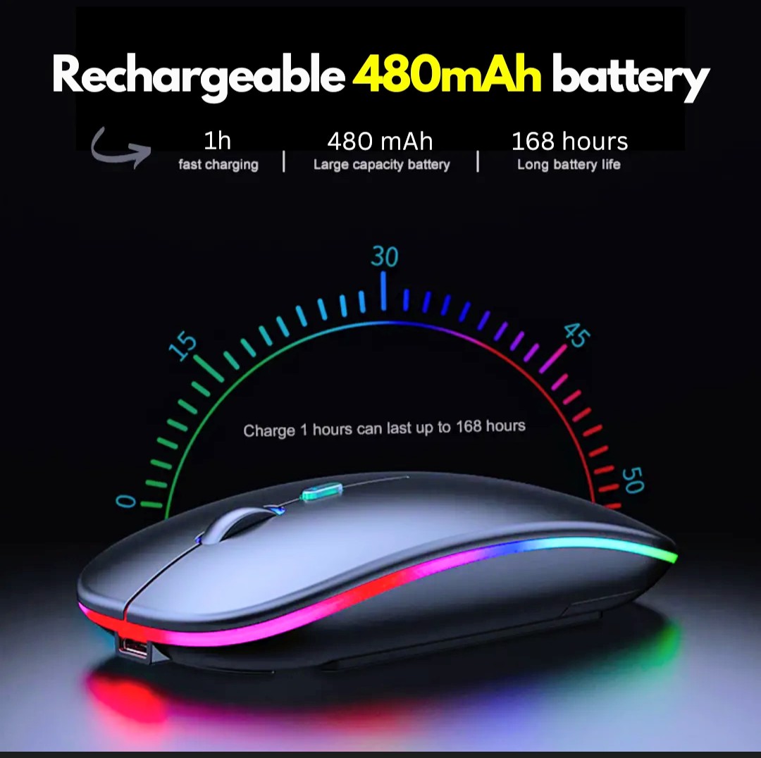 Ergonomic Gaming RGB Wireless Optical Mouse Dual Mode Bluetooth Feature and Rechargeable Battery With Premium Quality - Image 3