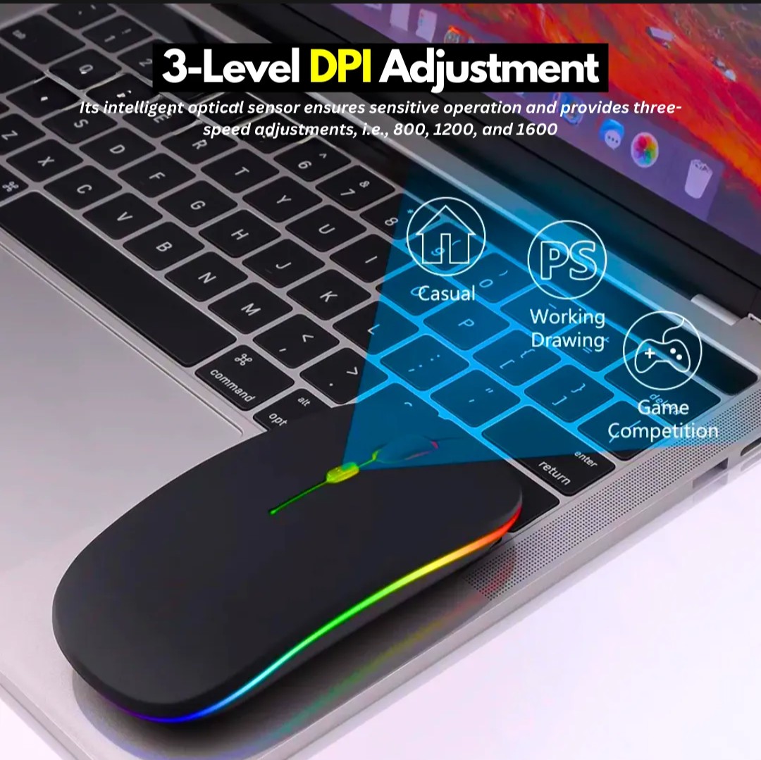 Ergonomic Gaming RGB Wireless Optical Mouse Dual Mode Bluetooth Feature and Rechargeable Battery With Premium Quality - Image 4