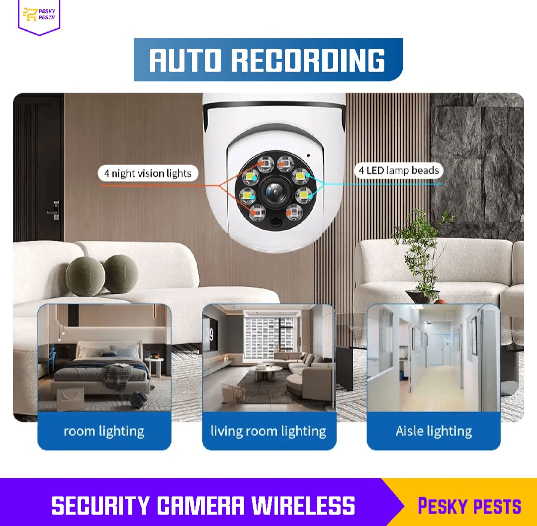 Quick Fix Home | WiFi Bulb Camera 1080P HD |360° PTZ Rotation | IP Camera | V380 App | Night Vision | Motion Detection | Two-Way Audio | E27 Wireless CCTV| 128GB Card Supported (Not Included) - Image 2