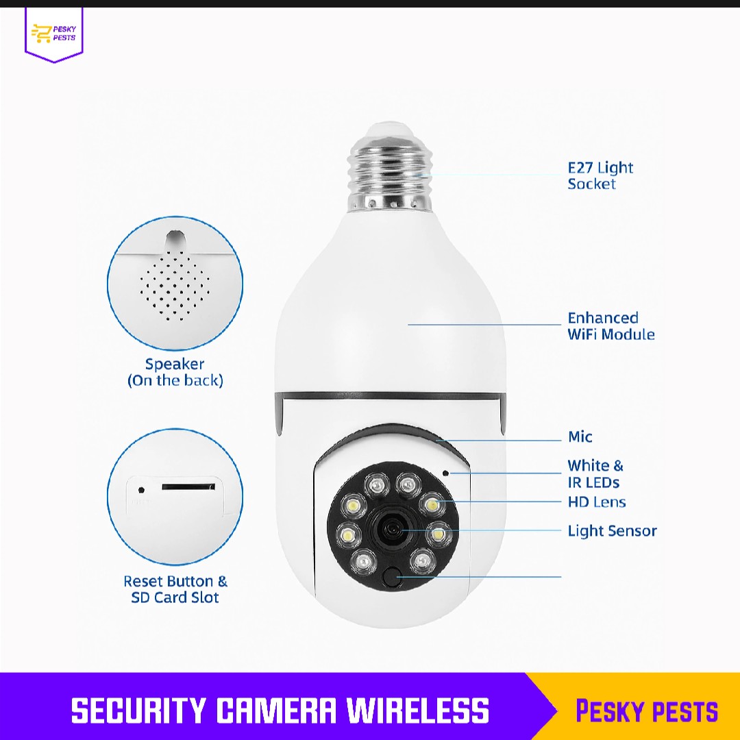 Quick Fix Home | WiFi Bulb Camera 1080P HD |360° PTZ Rotation | IP Camera | V380 App | Night Vision | Motion Detection | Two-Way Audio | E27 Wireless CCTV| 128GB Card Supported (Not Included) - Image 3